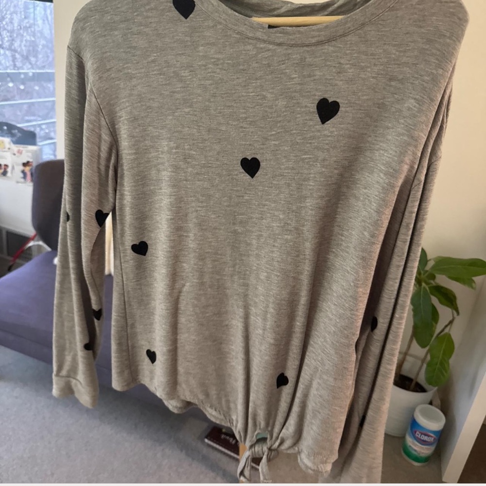 Cozy warm soft grey sweater with hearts